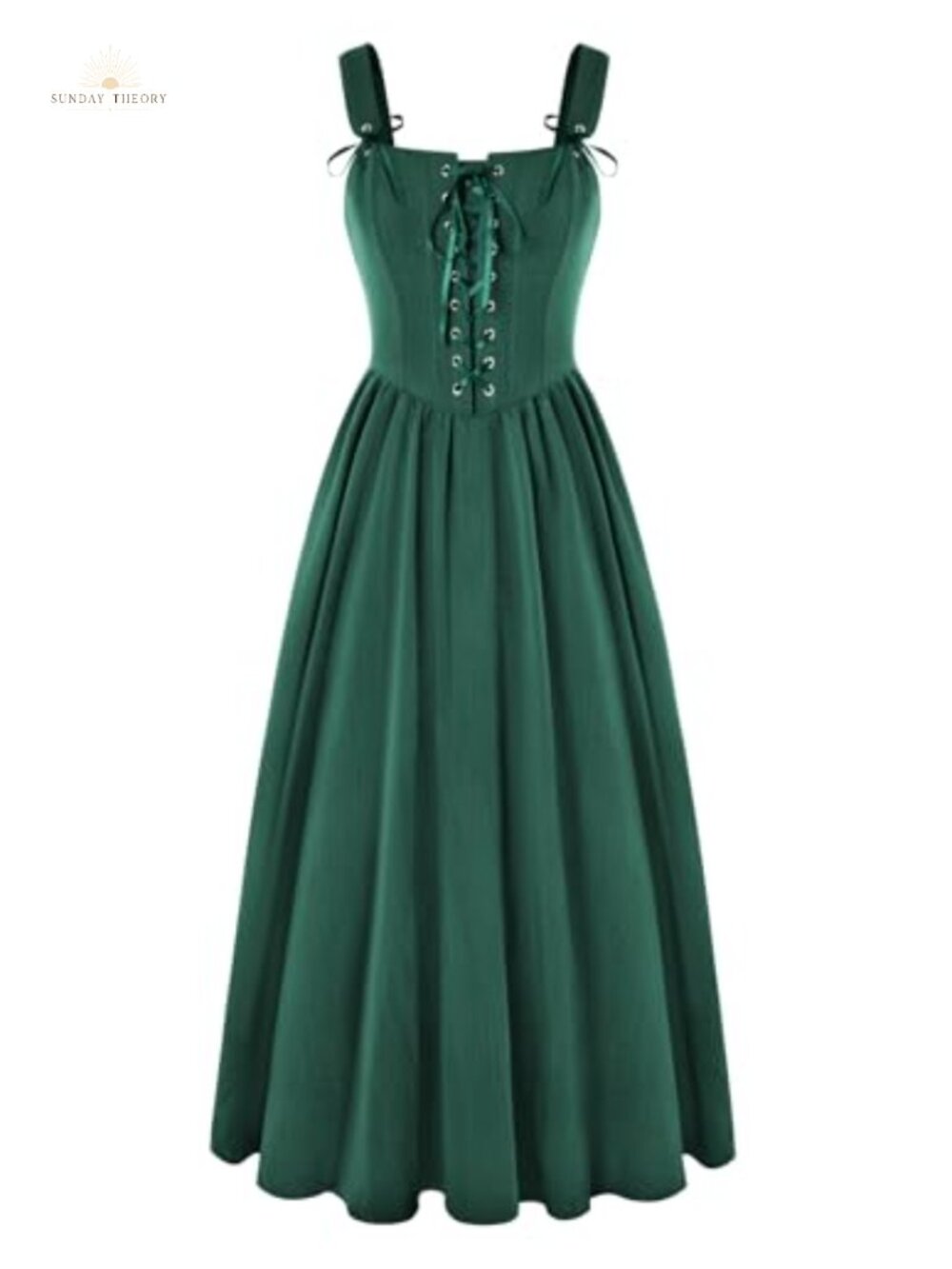 Renaissance Lace Up Sleeveless Long Dress Boned Corset Cottagecore